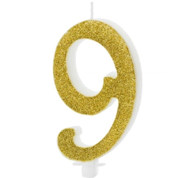 Number Candle Modern - 9 - Gold